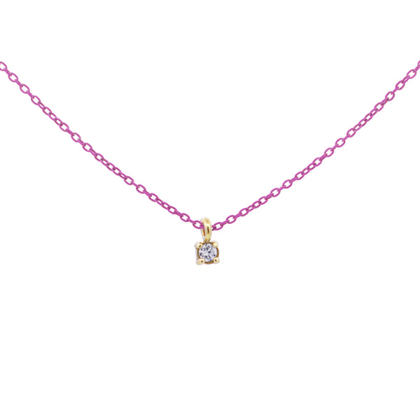Choker with single diamond with bezel painted chain and Lab Grown Diamond - ORO 18KT