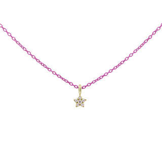 Girocollo stella catena con vernice e Diamanti Lab Grown - ORO18KT