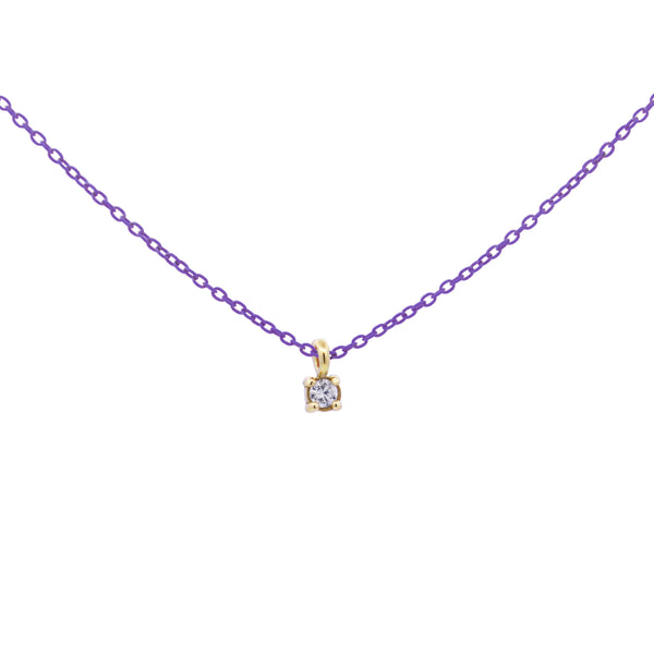 Choker with single diamond with bezel painted chain and Lab Grown Diamond - ORO 18KT