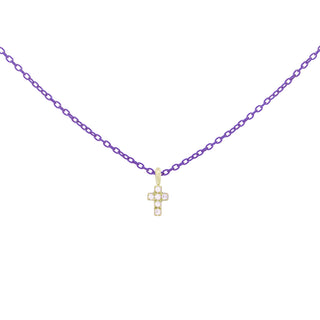 Choker with Cross painted chain and Lab Grown Diamond - ORO 18KT