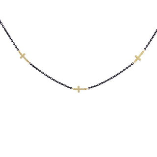 Girocollo 3 croci alternate e catena con vernice - ORO18KT