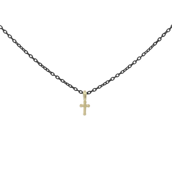 Gargantilla con cruz y cadena pintada - ORO18KT