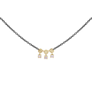 Girocollo tre castoni catena con vernice e Diamanti Lab Grown - ORO18KT