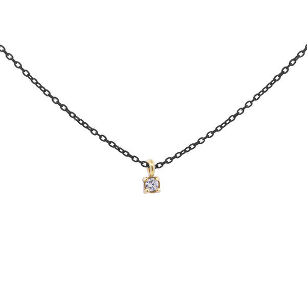 Choker with single diamond with bezel painted chain and Lab Grown Diamond - ORO 18KT
