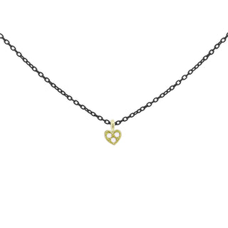 Girocollo cuore catena con vernice e Diamanti Lab Grown - ORO18KT