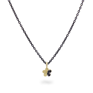 Girocollo fiore black diamanti e catena con vernice - ORO18KT