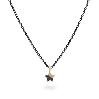 Chocker with black diamonds star and chain in pain - ORO18KT