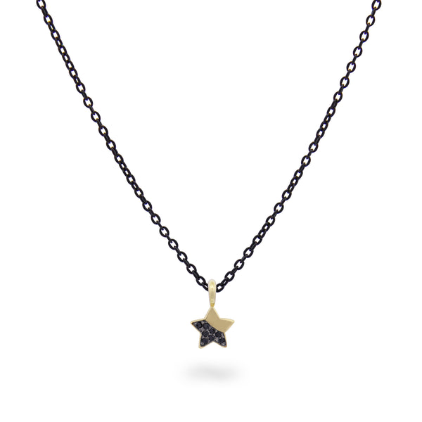 Chocker with black diamonds star and chain in pain - ORO18KT