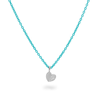 Chocker with diamond heart and turquoise painted chain - ORO18KT