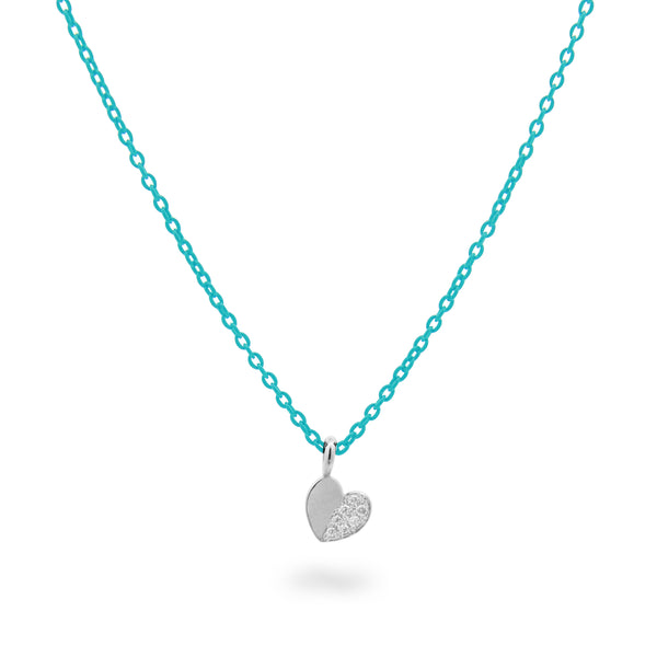 Chocker with diamond heart and turquoise painted chain - ORO18KT