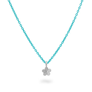 Chocker with diamond flower and turquoise painted chain - ORO18KT