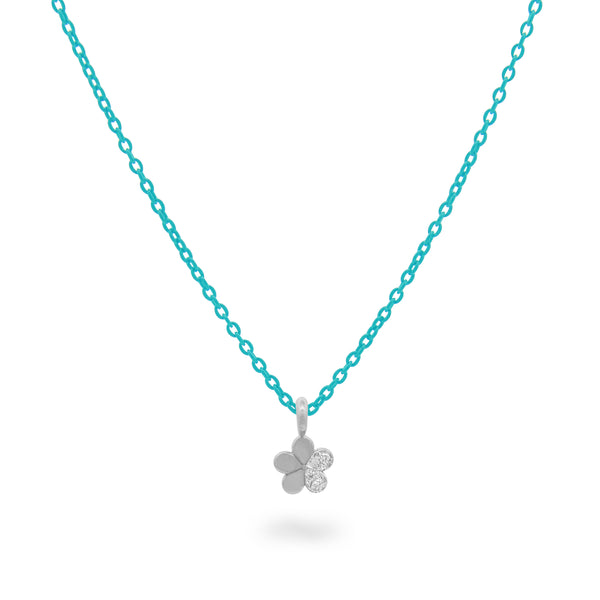 Chocker with diamond flower and turquoise painted chain - ORO18KT