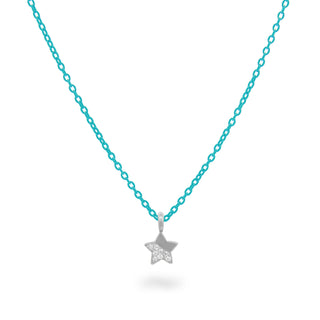 Chocker with diamond star and turquoise painted chain - ORO18KT