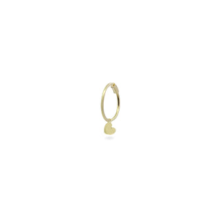 Pendiente individual mini hoop círculo corazón - ORO18KT