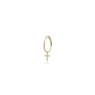 Mono mini hoop cross earring - ORO18KT