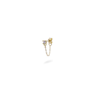 Single earring with bridge chain and lab-grown diamond - ORO18KT