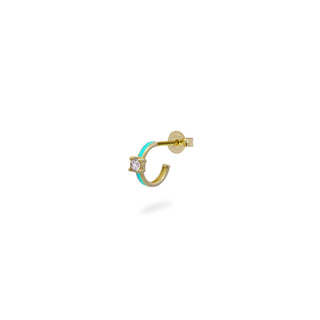 Mono-orecchino mini hoop con diamante lab-grown e smalto - ORO18KT