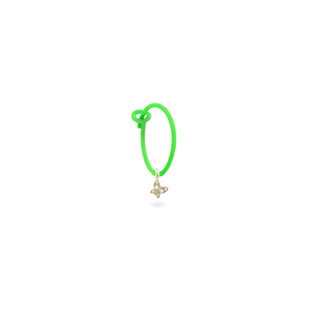 Mono-orecchino farfalla hoop Verde Fluo e Diamanti Lab Grown - ORO18KT