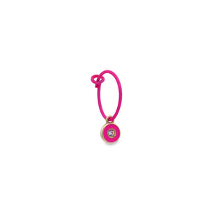 Mono mini hoop Diamond DOT fuchsia fluo and Lab Grown Diamond - ORO18KT