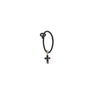 Mono mini hoop black Cross and black diamonds - ORO18KT