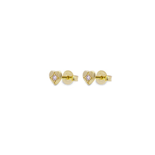 Orecchini lobo cuore e diamante lab-grown centrale - ORO18KT