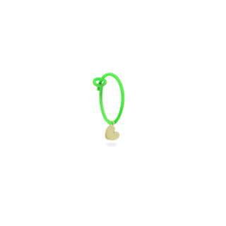 Mono-orecchino cuore hoop verde fluo - ORO18KT