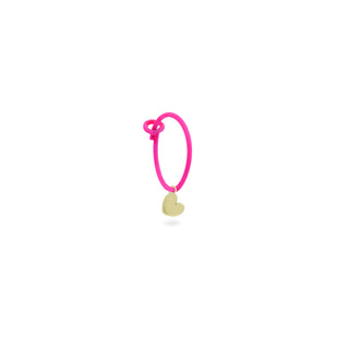 Single earring with heart and painted hoop - ORO18KT