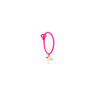 Single earring with Butterfly and painted hoop - ORO18KT