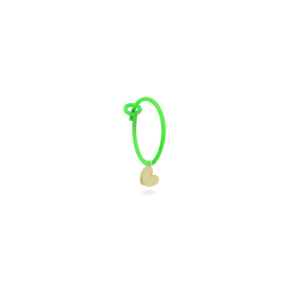 Single earring with heart and painted hoop - ORO18KT