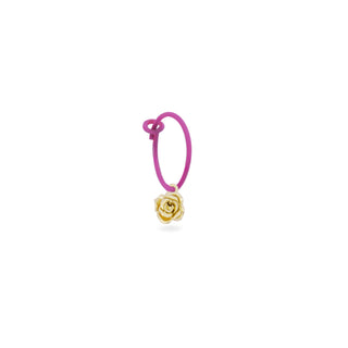 Mono-orecchino Rosa Hoop Vernice - ORO18KT