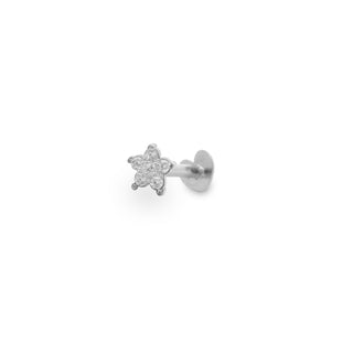 Helix piercing with diamond flower and Lab Grown diamonds - ORO18KT