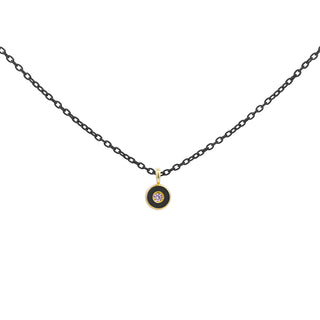 Diamond DOT choker black chain and Lab Grown Diamond - ORO18KT