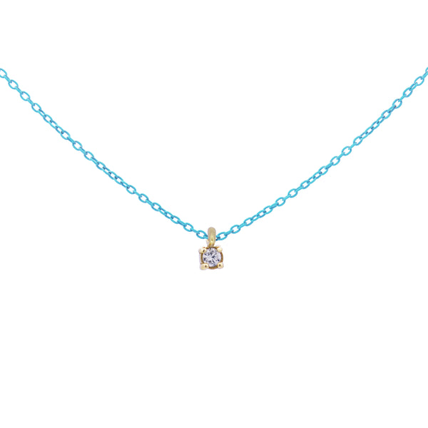 Choker with single diamond with bezel painted chain and Lab Grown Diamond - ORO 18KT