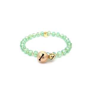 Elastic bracelet green crystals and bells - Crystal Rainbow