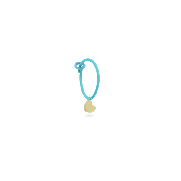 Single earring with heart and painted hoop - ORO18KT
