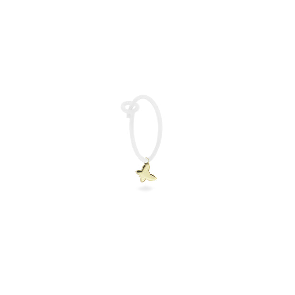 Single earring with Butterfly and painted hoop - ORO18KT