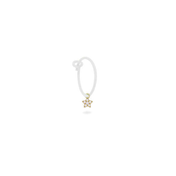 Single earring with Star and painted hoop and Lab Grown Diamonds - ORO18KT