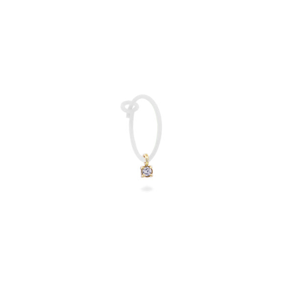Single earring with single diamond with bezel, painted hoop and Lab Grown Diamonds - ORO18KT