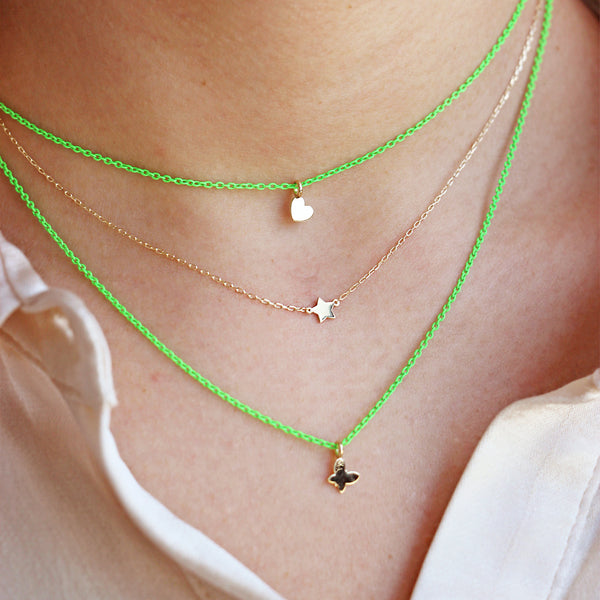 Garantilla con Corazon y Cadena pintada - ORO18KT