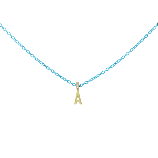 Gargantilla con letras turquesas - ORO 18KT