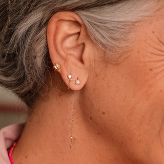 Single earring with bridge chain and lab-grown diamond - ORO18KT