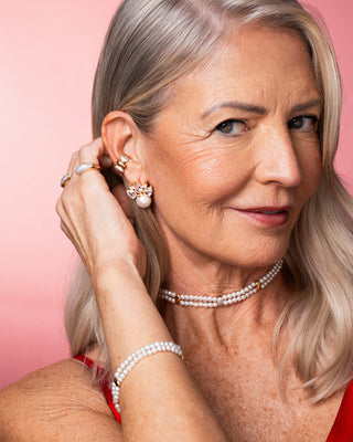 Triple ellipse pearl elastic bracelet