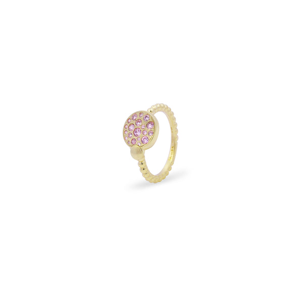 Anillo con motivo en pavé rosa oversized - STARDUST TEN
