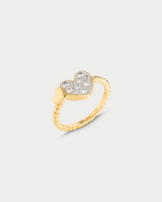 Anillo con motivo de corazón en pavé oversized - STARDUST TEN