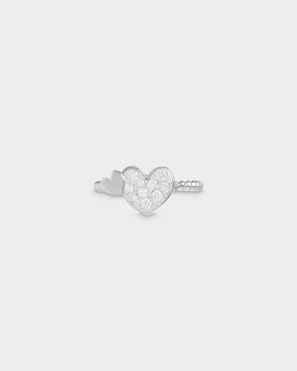 Ring with an oversized pavé heart - STARDUST TEN