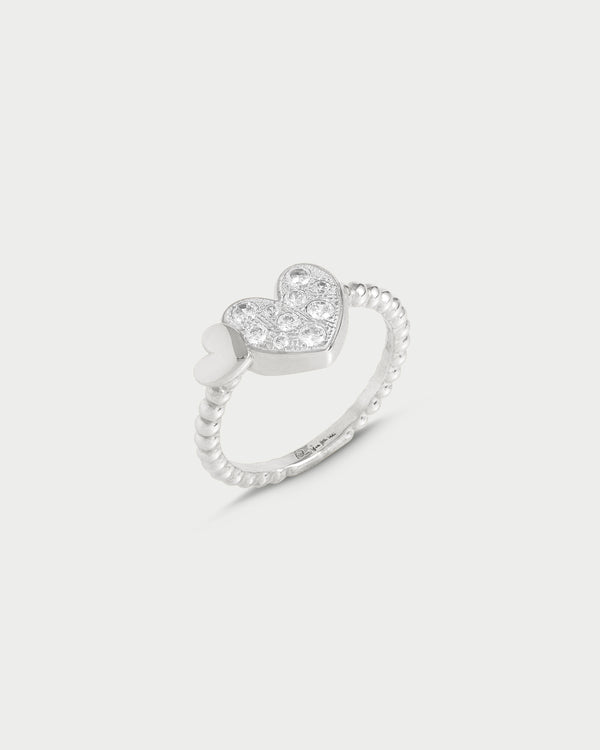 Ring with an oversized pavé heart - STARDUST TEN