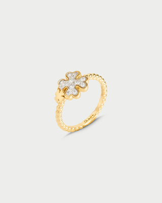 Ring with an oversized pavé four-leaf clover - STARDUST TEN