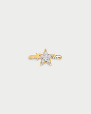 Anello stella pavè oversized e stellina - STARDUST TEN