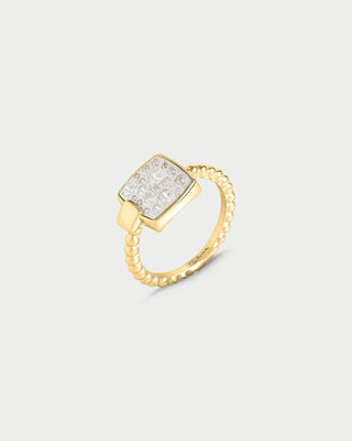 Ring with an oversized pavé square - STARDUST TEN