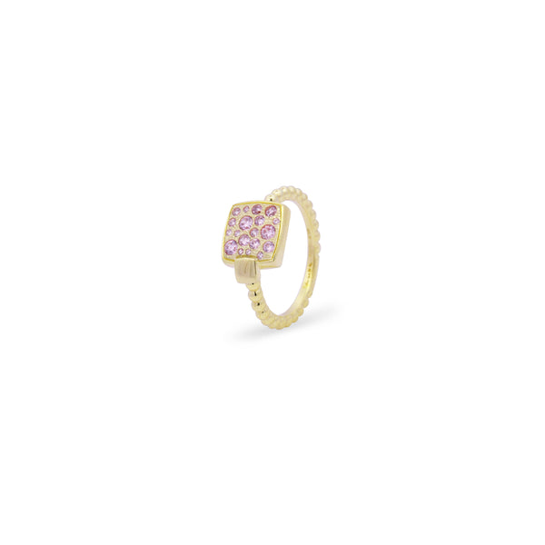 Anillo quadrado en pavé rosa oversized - STARDUST TEN